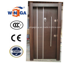 Puerta de chapa de MDF de madera de acero de seguridad de estilo clásico de Turquía (W-T34)